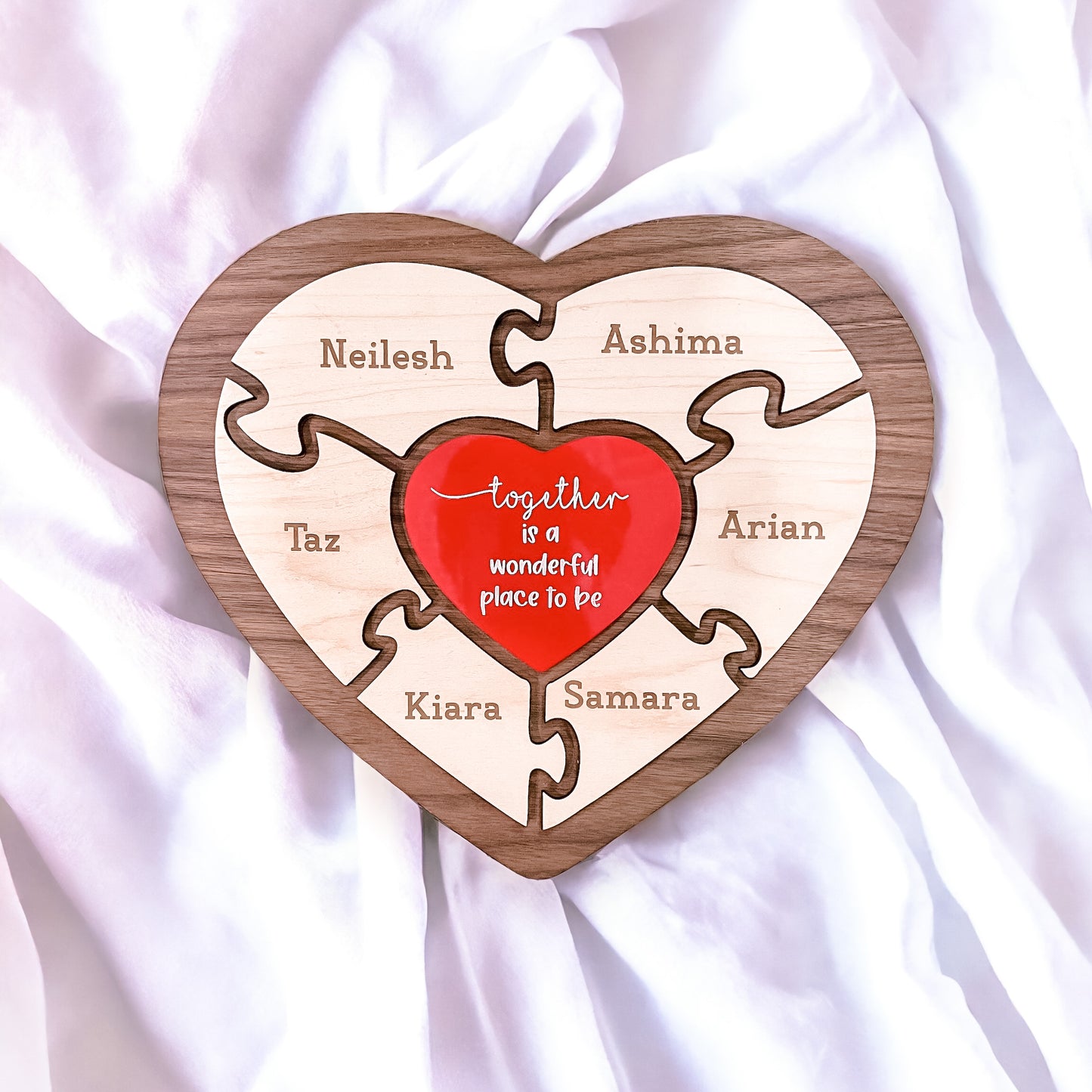 Heart puzzle family frame