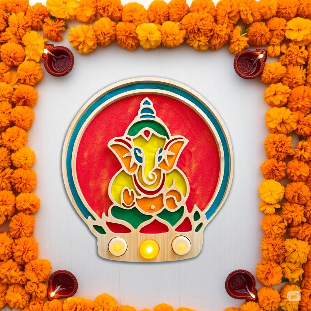 Ganesh Wooden Rangoli