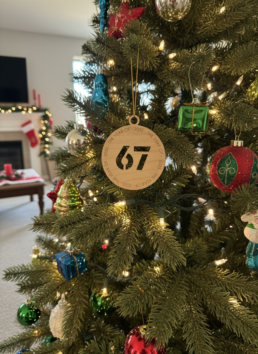 “67” Christmas ornament