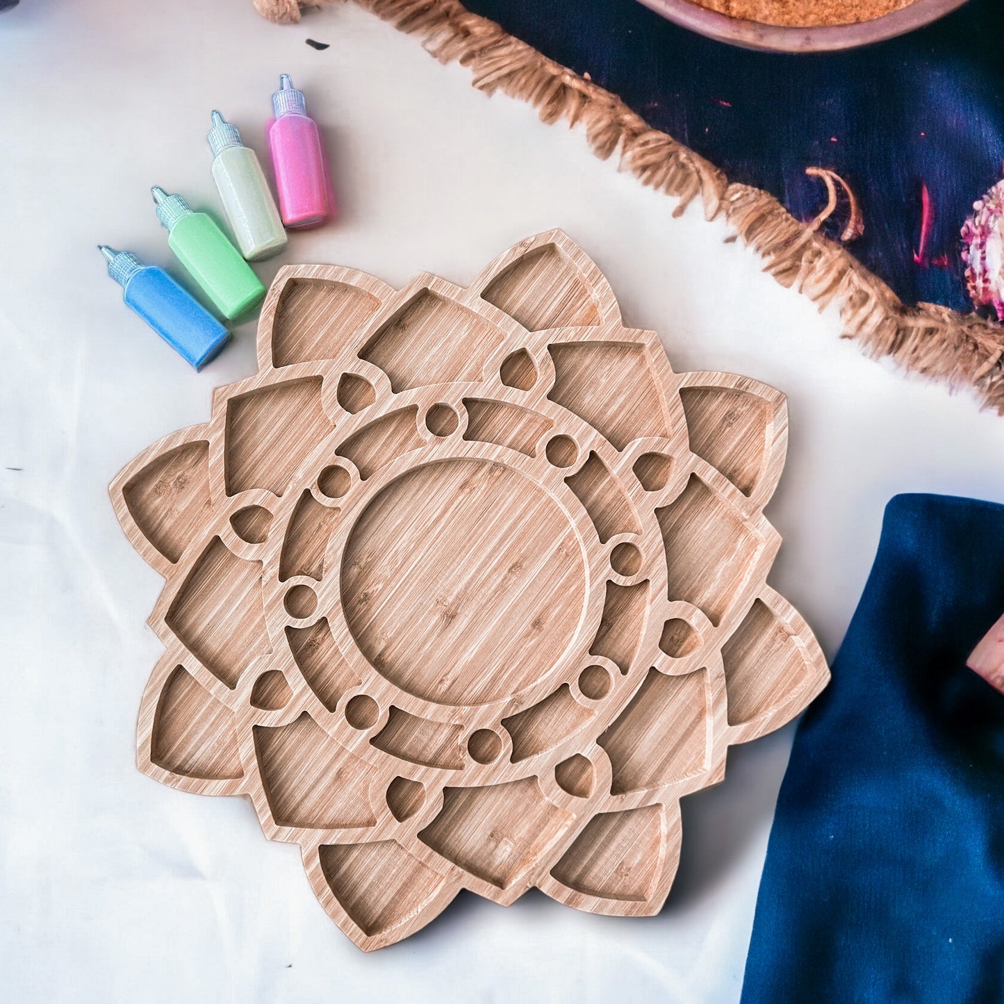 Eco-friendly Wooden Rangoli Tray