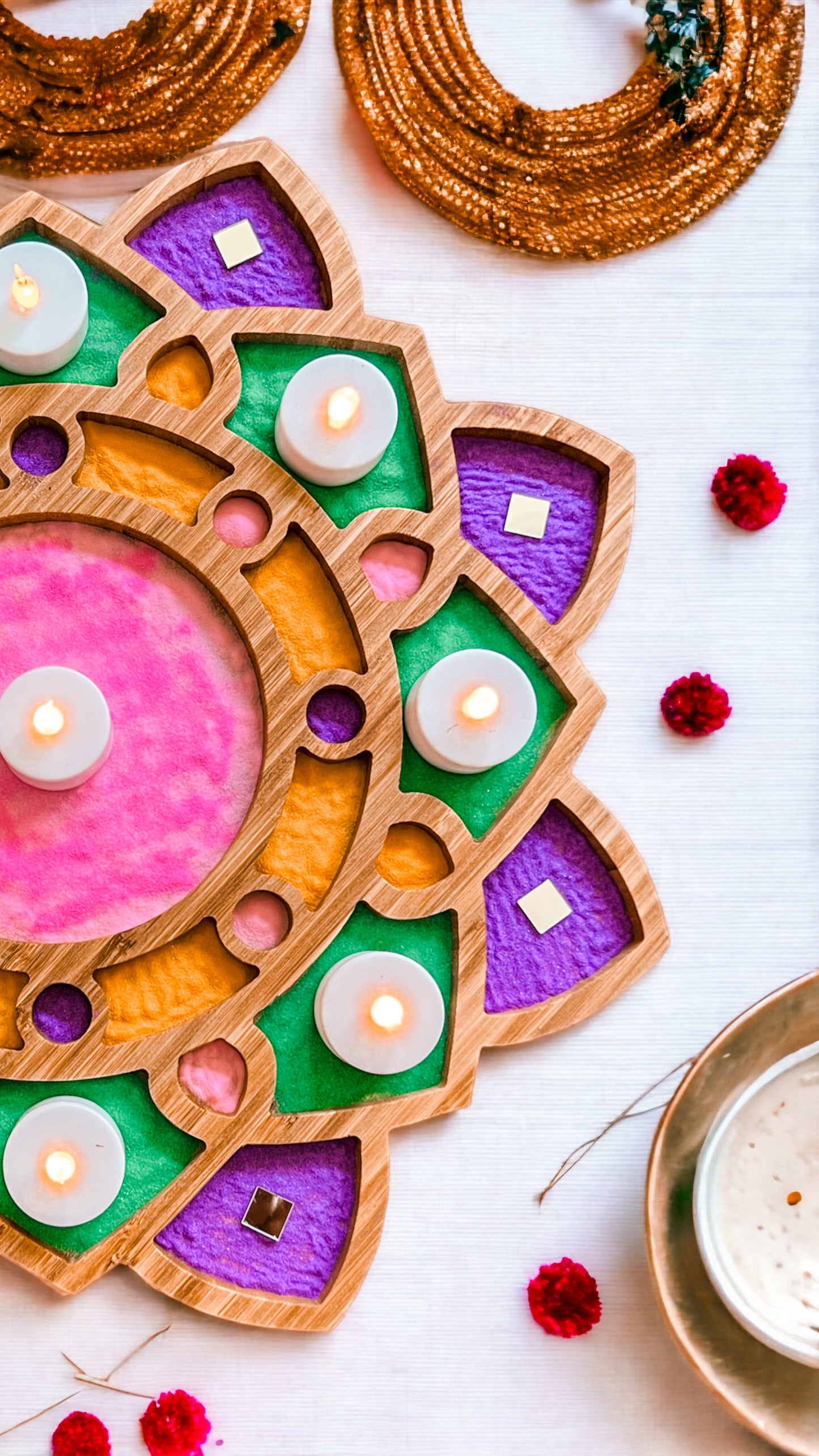 Eco-friendly Wooden Rangoli Tray